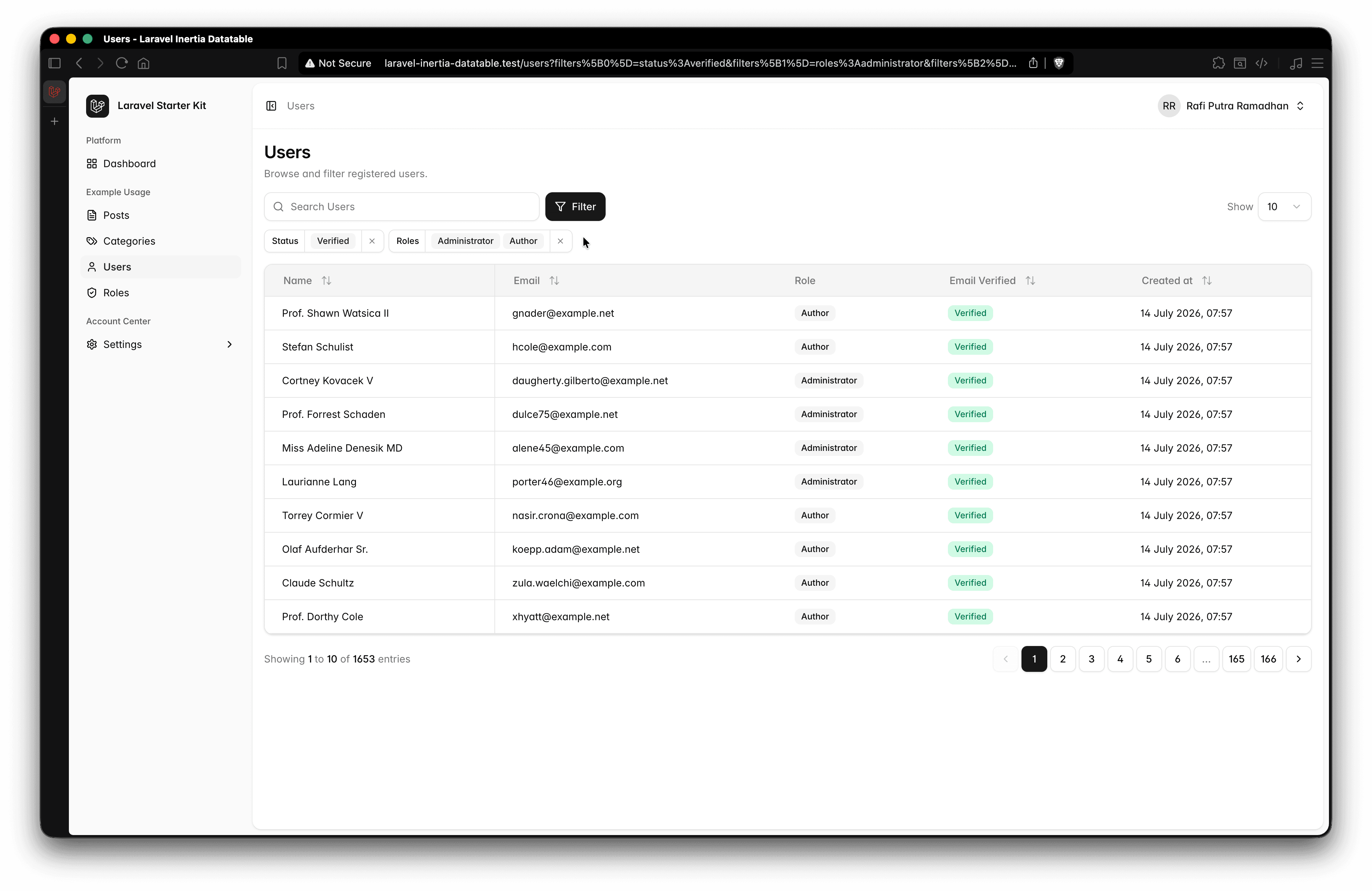 Users DataTable